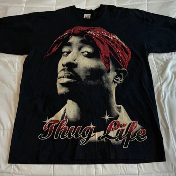 Vintage 90s Tupac Thug Life Hip Hop Black T‑Shirt 3XL Pro Special Made in USA